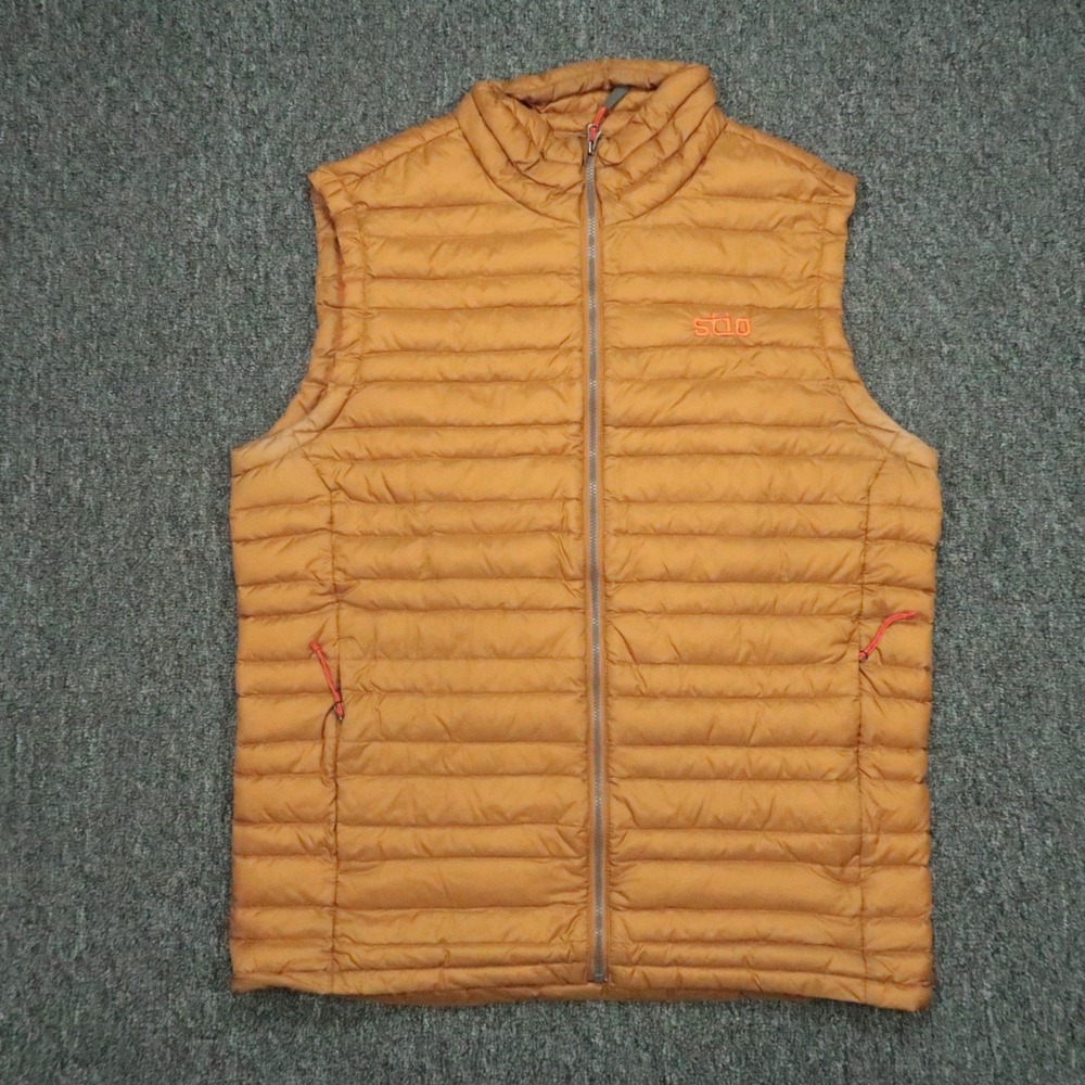 Stio Vest Men Small Gold Brown Pinion Down Performance‎ Full Zip Pocket Pertex
